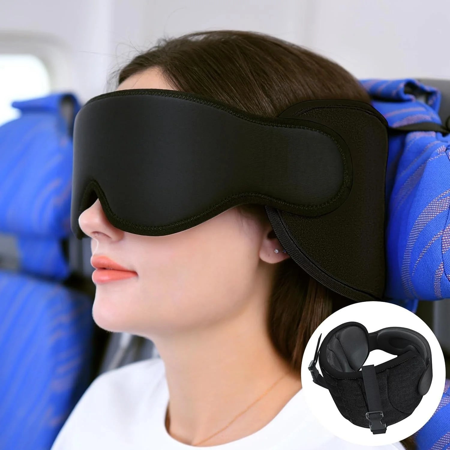 3D Sleep Eye Mask 100% Blackout Sleeping Mask Zero Eye Pressure Adjustable Eye Cover Sleep Aid Travel Neck Pillow With Eye Mask