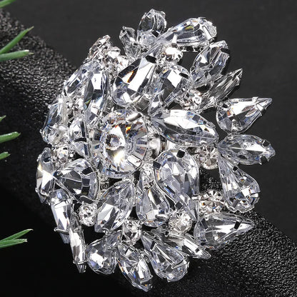 Stonefans Round Clip Earrings Geometric Wedding for Women Bling Christmas Gift Rhinestone Clip on Earrings No Piercing Jewelry