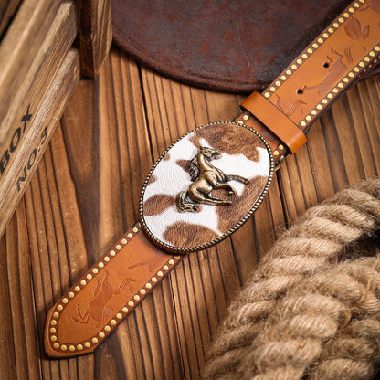 A Western-style PU leather belt for both men and women, a classic and casual retro belt