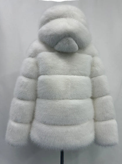 Women Hooded Thick Jackets Fur Faux Solid Zipper Coat Long Sleeve Cardigan Spliced Hoodies Warm Streetwear Coats Winter