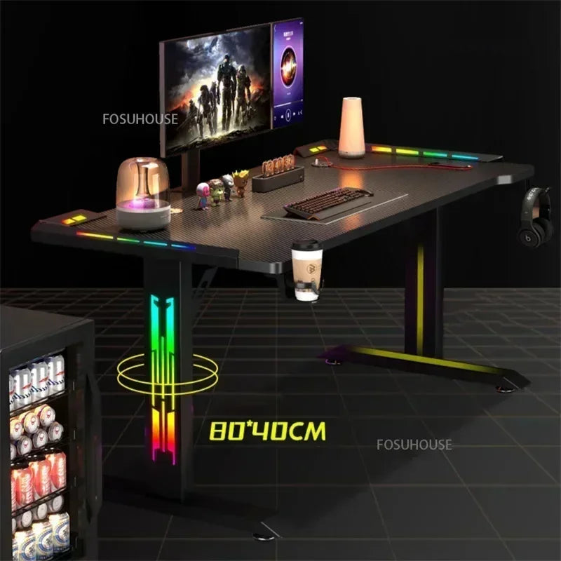 Modern E-sports Table Home Study Room Office Computer Table Office Furniture Internet Cafe Gaming Desk With RGB Atmosphere Light - Kimlud