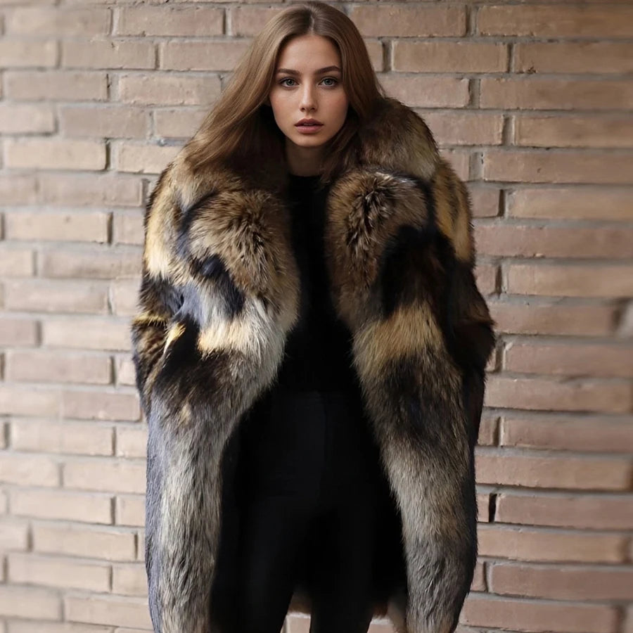 Natural Raccoon Fur Jacket With Collar Warm Winter Jackets For Women Real Fur Coat  High Quality Genuine Fur Outwear