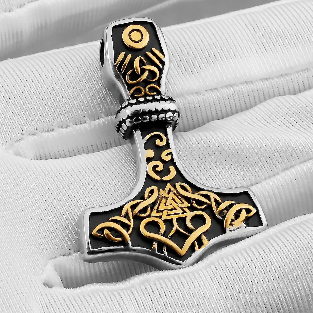 Fashion Viking Thor's Hammer Necklace Stainless Steel Men's Valknut Odin Symbol Pendant Necklace Celtic Knot Amulet Jewelry Gift