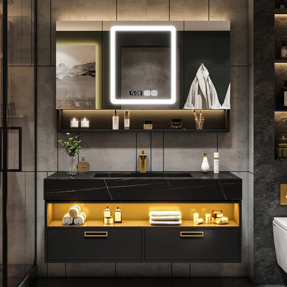 Bathroom Furniture Solid Wood Cabinet With Sink Wash Basin With And Mirror Vanity Toilet Simple Modern Washbasin Light Luxury Sl - Kimlud