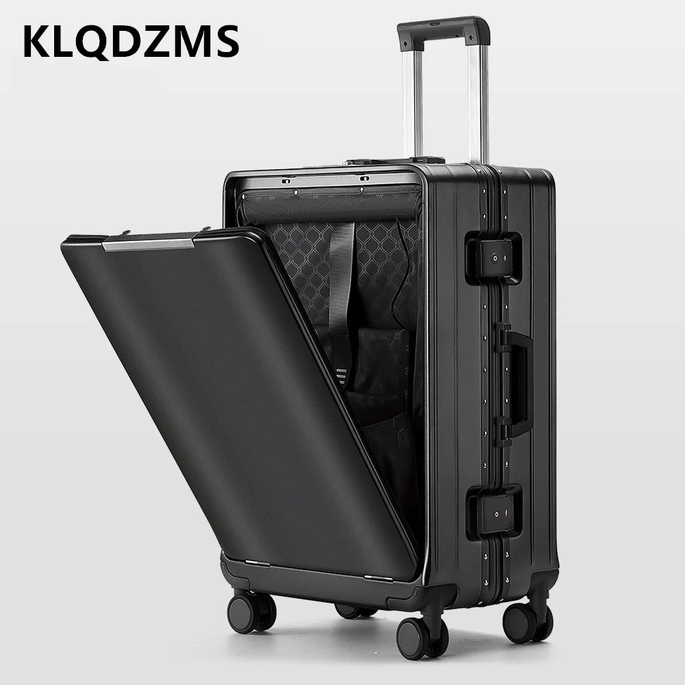 KLQDZMS Cabin Suitcase Travel Bag 20"24"26 Inch Boarding Box Aluminum Frame Trolley Case Front Opening Studen Laptop Luggage