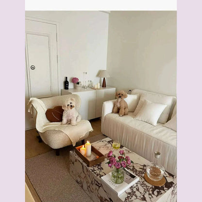 Luxury Stone Coffee Table, Nordic French Retro Design, Compact Corner Table Set for Small Space Living Room, High-End Side Table