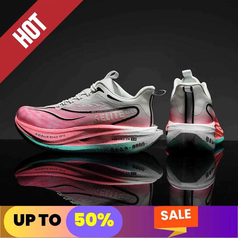 Fluorescence Running Shoes CarbonBoard Marathon Men Sports Breathable Women's Comfortable Athletic Sneakers Soft Wear Resistant