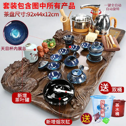 Luxury Rectangle Tea Tray Hospitality Ceremony Serving Accessories Drainage Tea Tray Chinese Kung Fu Bandejas Home...