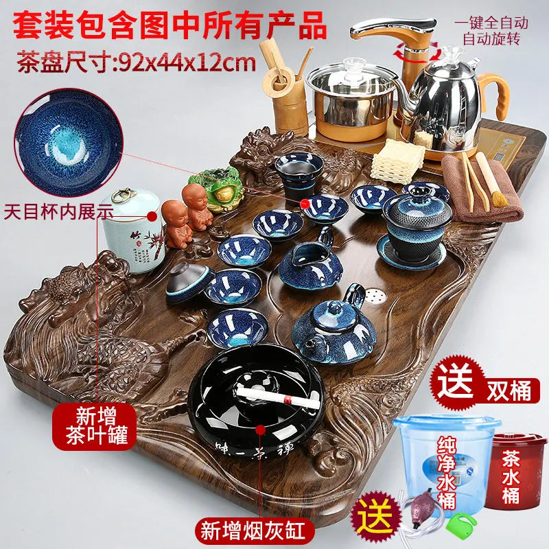 Luxury Rectangle Tea Tray Hospitality Ceremony Serving Accessories Drainage Tea Tray Chinese Kung Fu Bandejas Home...