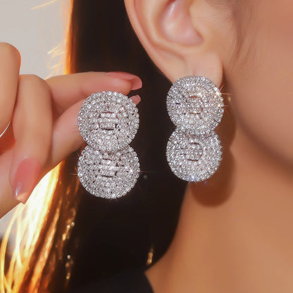 Silver Rhinestones Earrings for Women Sparkly Long Linear Dangle Earrings Dangle Tassels Statement Earrings Bridal Wedding