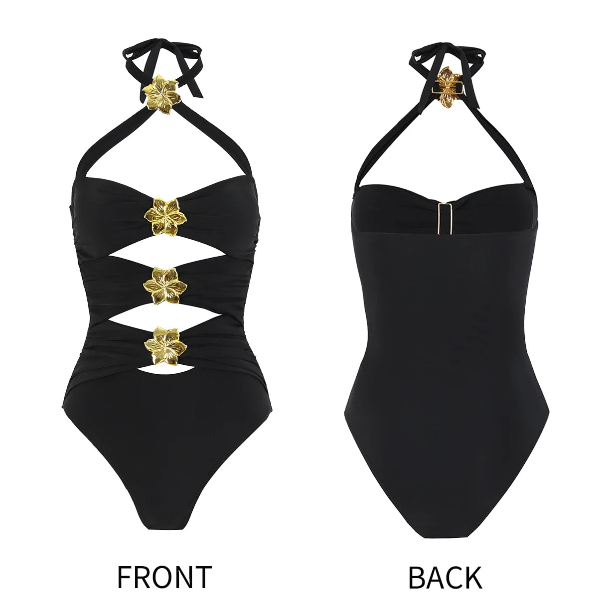 2025 Hot Sale Flower Women One Piece Swimsuit With Skirt Sexy Cut Out Swimwear Mujer Monikini Bathing Suit Lady Beach Suit