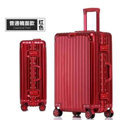 100% Aluminum Suitcase Cabin 20/26/30 inch TSA Customs Lock Aluminum Carry on Luggage Metal Hard Trolley Case Travel Suitcases