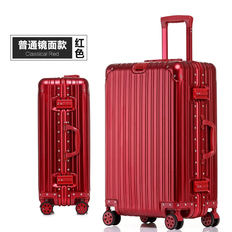 100% Aluminum Suitcase Cabin 20/26/30 inch TSA Customs Lock Aluminum Carry on Luggage Metal Hard Trolley Case Travel Suitcases