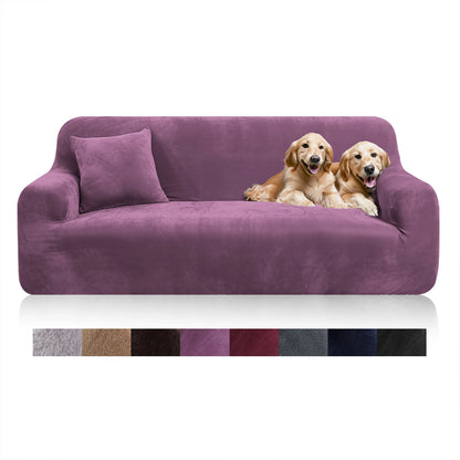 Velvet Sofa Cover Elastic Thick L Shaped Corner Sofa Slipcover for Living Room 1/2/3/4 Seater Stretch Cover for Couch Armchair - Kimlud