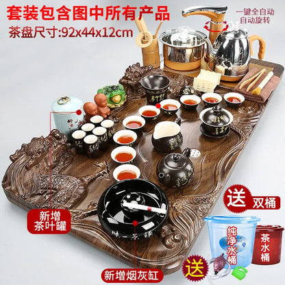 Luxury Rectangle Tea Tray Hospitality Ceremony Serving Accessories Drainage Tea Tray Chinese Kung Fu Bandejas Home...