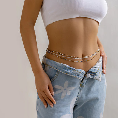 Ingemark 3Pcs Bohemia Waist Bead Belly Belt Chains for Women Wed Bridal Sexy Summer Bikini Elastic Body Jewelry Y2K Accessories - Kimlud