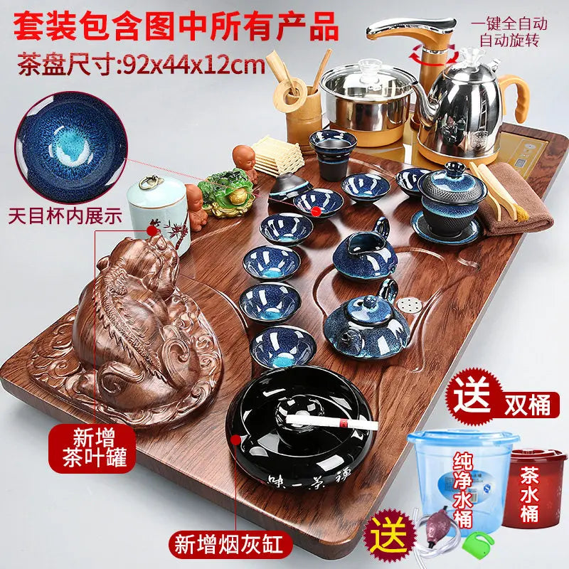 Luxury Rectangle Tea Tray Hospitality Ceremony Serving Accessories Drainage Tea Tray Chinese Kung Fu Bandejas Home...
