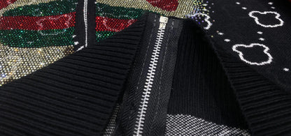 Fashion Bear Diamonds Side Stripe Pant Sets Women Autumn Tracksuit Zipper Sweater Loose Casual Two Piece Sets Womens Outifits - Kimlud