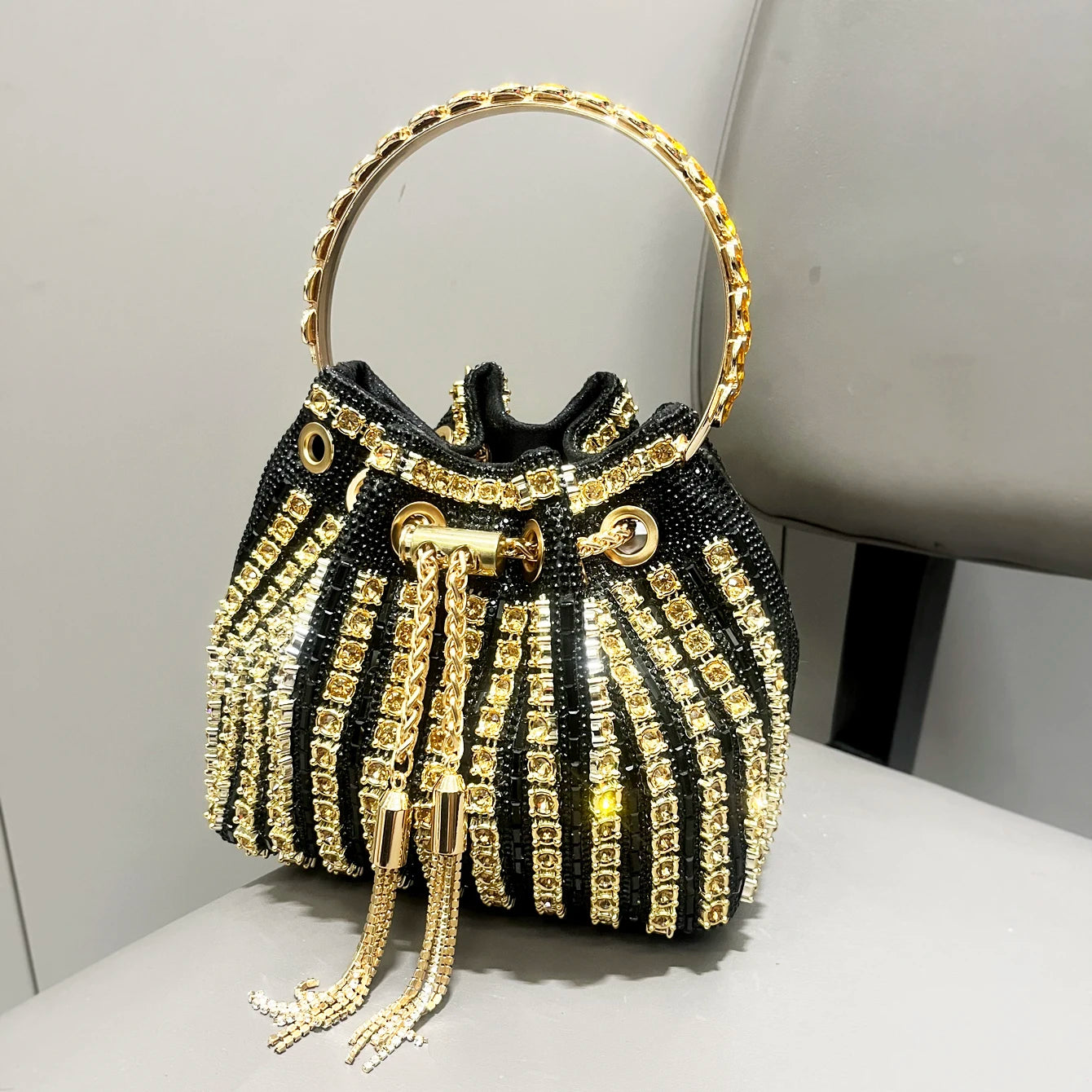 luxury Designer purses and handbags bags for women bucket clutch purse evening banquet bag Crystal rhinestone shoulder bag