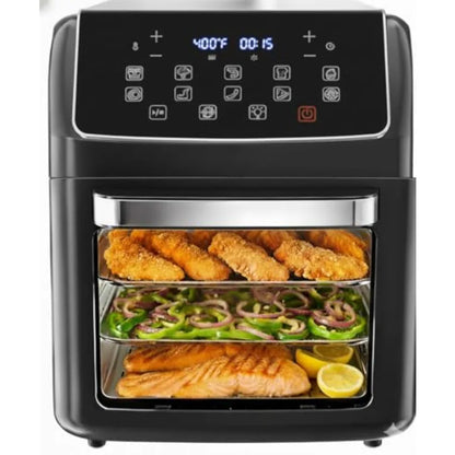 10-in-1 Air Fryer Oven 12.6Qt Convection Oven with Visible Window Rotisserie Grill Family-Size Healthy Cooking Airfryer with Tr
