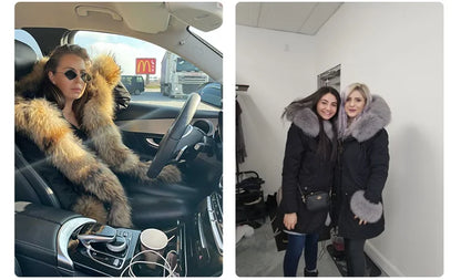 MAOMAOKONG 2024 Winter Women Coat Natural Fox Fur Collar Cuff Black Jackets Outwear Thick Luxury Real Fur Parka Women's Fur Coat
