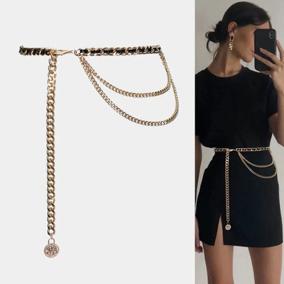 Fashion Metal Waist Chain Chain Strap Rope Adjustable Waist Belt Dress Shirt Decoration Waistband Women Waistband