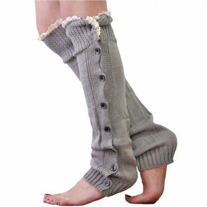 Women's Leg Guards Autumn and Winter New Lace Lace Buttons Warm Long Jk Stacking Socks Cover Boot Cover
