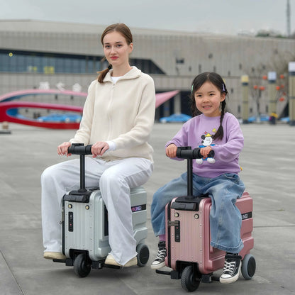 Deluxe Electric Scooter Luggage Children's Cabin Portable Smart Luggage Comfortable Seat Silver Trolley Multipurpose Bag...