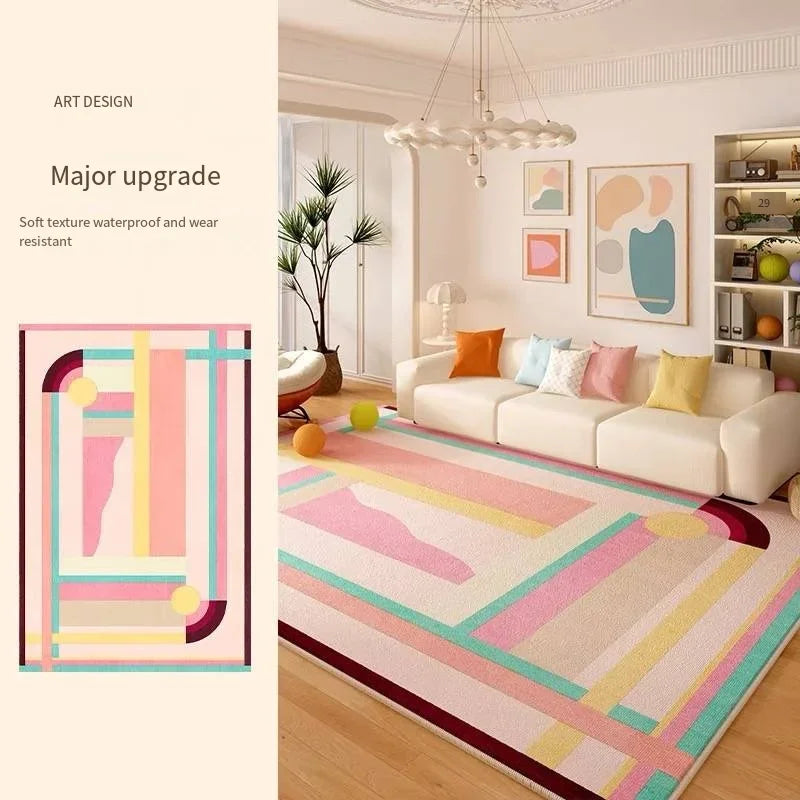 VIKAMA Ins Dopamine Abstract Living Room Sofa Rug Advanced Sound Insulation Waterproof Non-Slip Bedroom Bed Cushion Home Decor - Kimlud