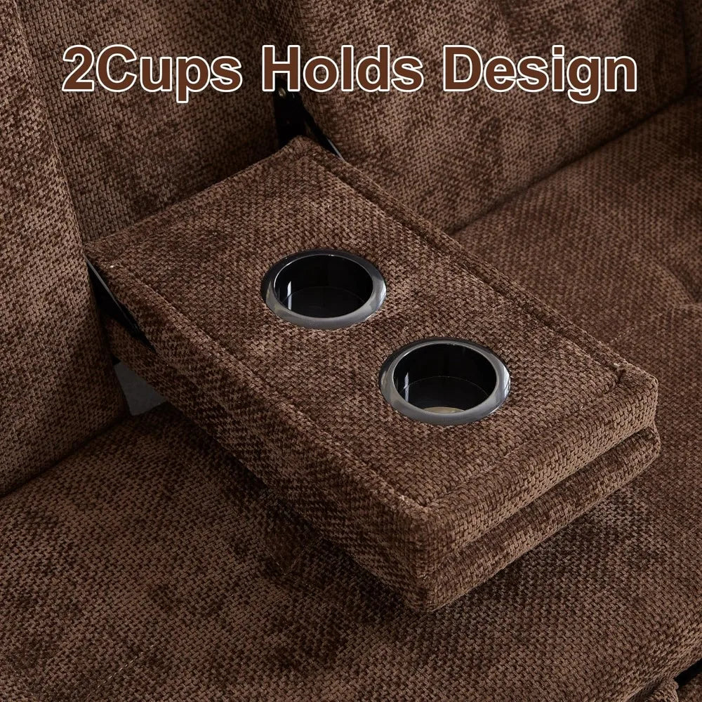 Convertible Brown Sofa Bed with Cup Holders, Pull-Out Sleeper, USB Ports for Living Rooms, Bedrooms, and RVs | Kimlud...