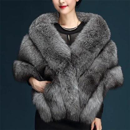 Customized 2023 Winter Faux Fur Coats luxury fox fur imitation mink fur poncho bridal wedding dress shawl cape women vest fur co