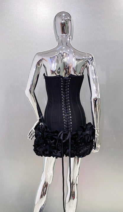 Red Color Women Sexy Strapless Ball Gown Mini Dress Celebrity Red Carpet Fashion Evening Party Celebrate Dress Wholesale