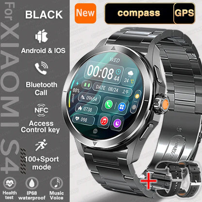 New S4 Ultra Outdoor Sports Men Watches HD AMOLED Display GPS Track Altimeter Heart Rate Bluetooth Call Waterproof Smart Watch