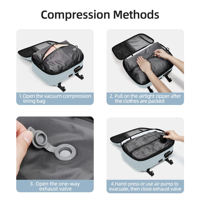 Travel Women Backpack 16 inch vacuum compression Laptop Backpack USB charging school Backpack Extended Hiking Business backpack