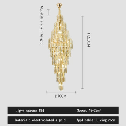 Duplex Building Chandelier Villa Living Room Crystal Lamp Hotel Luxury Chandelier High-end Spiral Staircase Long Chandelier