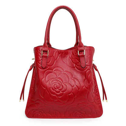 Aidrani Fashion Genuine Leather Women's Bag Large Capacity Women's Handbag Black Embossed Cowhide Shoulder Bag