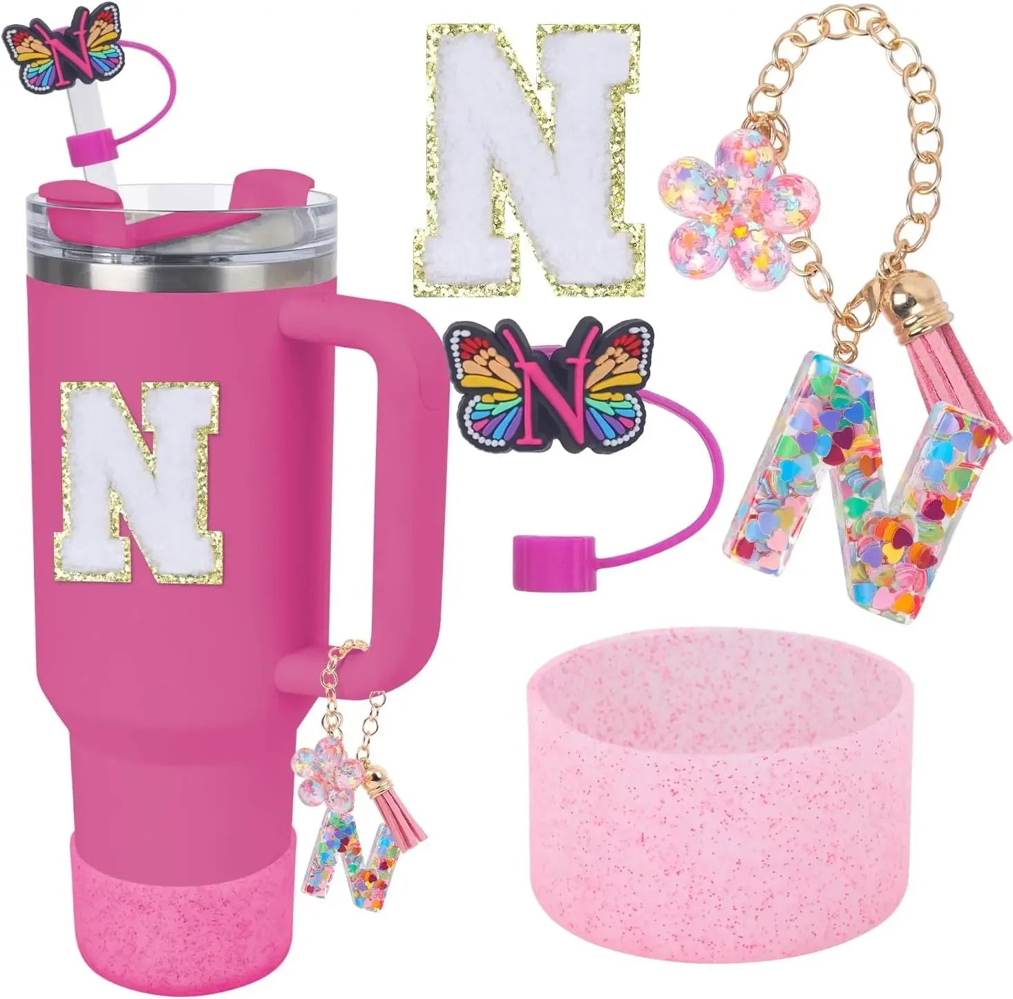 Accessories for Stanley Cup 40oz 30oz Letter Charms for Handle Silicone Boot,Straw Cover Topper & Sticker Charms