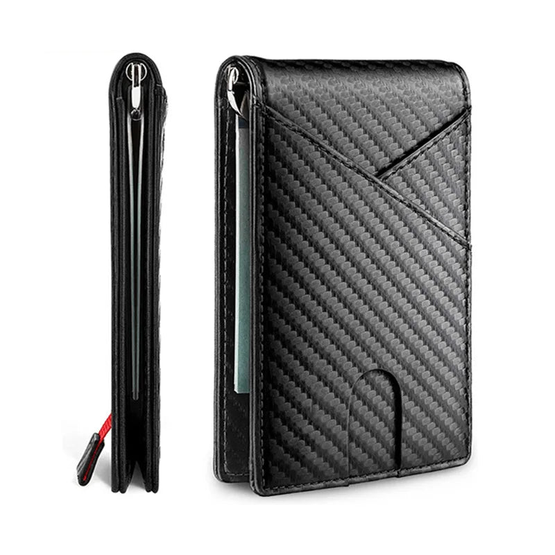 DIENQI Carbon Fiber Rfid Men Wallets Money Bag Slim Thin Card Man Wallet Luxury Male Small Short Purse Bi-fold Vallet Billfold