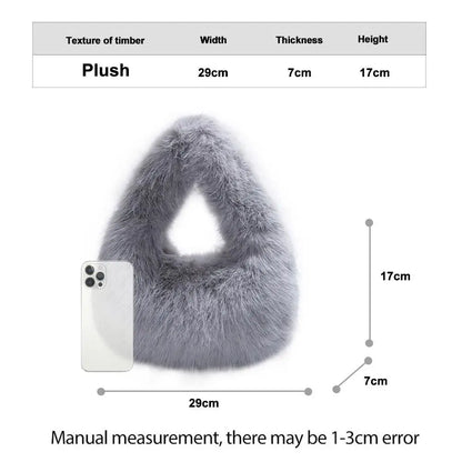 Winter Shoulder Bags Casual Furry for Women Solid Color Soft Plush Ladies Clutch Purse Handbags Lightweight Female Hobos Bag