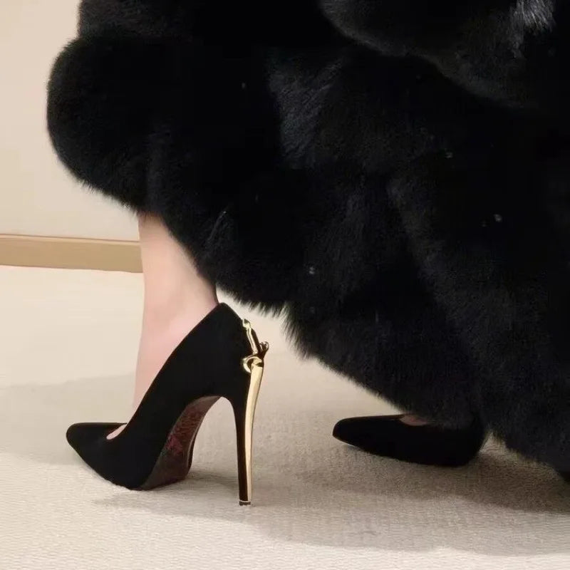 Pointed Toe Stiletto High Heels Female Royal Sister Light Mouth Patent Leather Sexy Celebrity Style Single Shoes - Kimlud