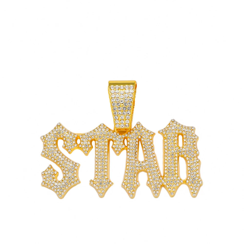 Men Women Hip Hop Letter STAR  Pendant Necklace with Cuban Chain Iced out Bling Necklaces Tennis Chain Fashion Punk Jewelry Gift