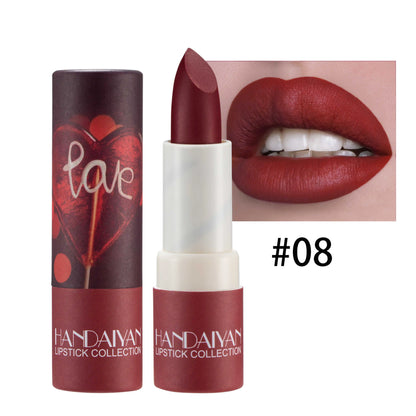 Handaiyan 8 Colors Matte Waterproof Velvet Nude Lipstick Sexy Red Brown Lip Matt Pigments Makeup Long Lasting Profissional
