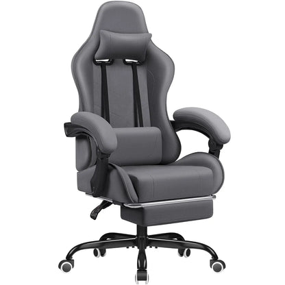Gaming Chair Fabric with Massage Lumbar Support, Ergonomic Racing Video Game Chair with Adjustable Footrest and, Customized