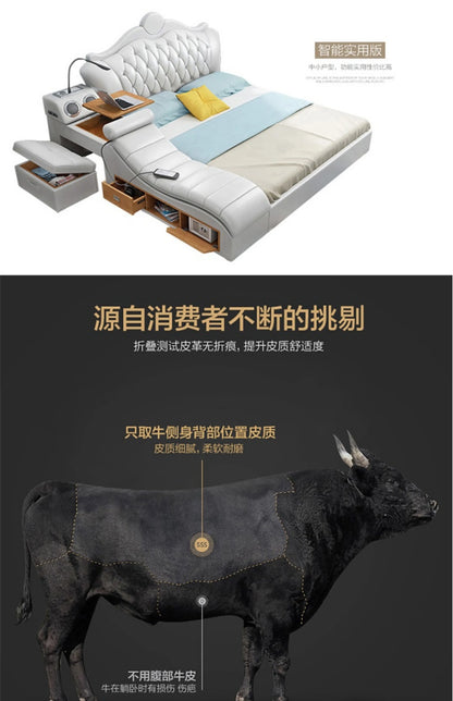 Headboard Storage Double Bed Queen Drawers King Size Smart Bed Luxury Princess Modern Letto Matrimoniale Bedroom...