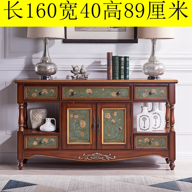 Side cabinet Solid wood American rural entrance cabinet Painted storage | Kimlud Mid Range Cabinet