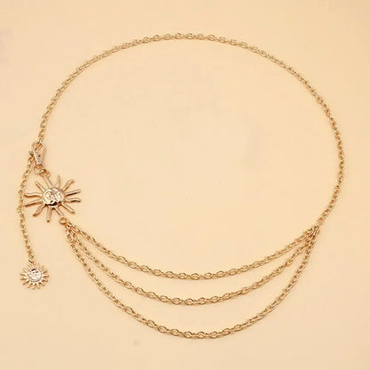 Punk Hip Hop Style Thin Waist Chain Sun Moon Star Women Chain Belt Vintage Fashion Metal Alloy Waistband Clothing...