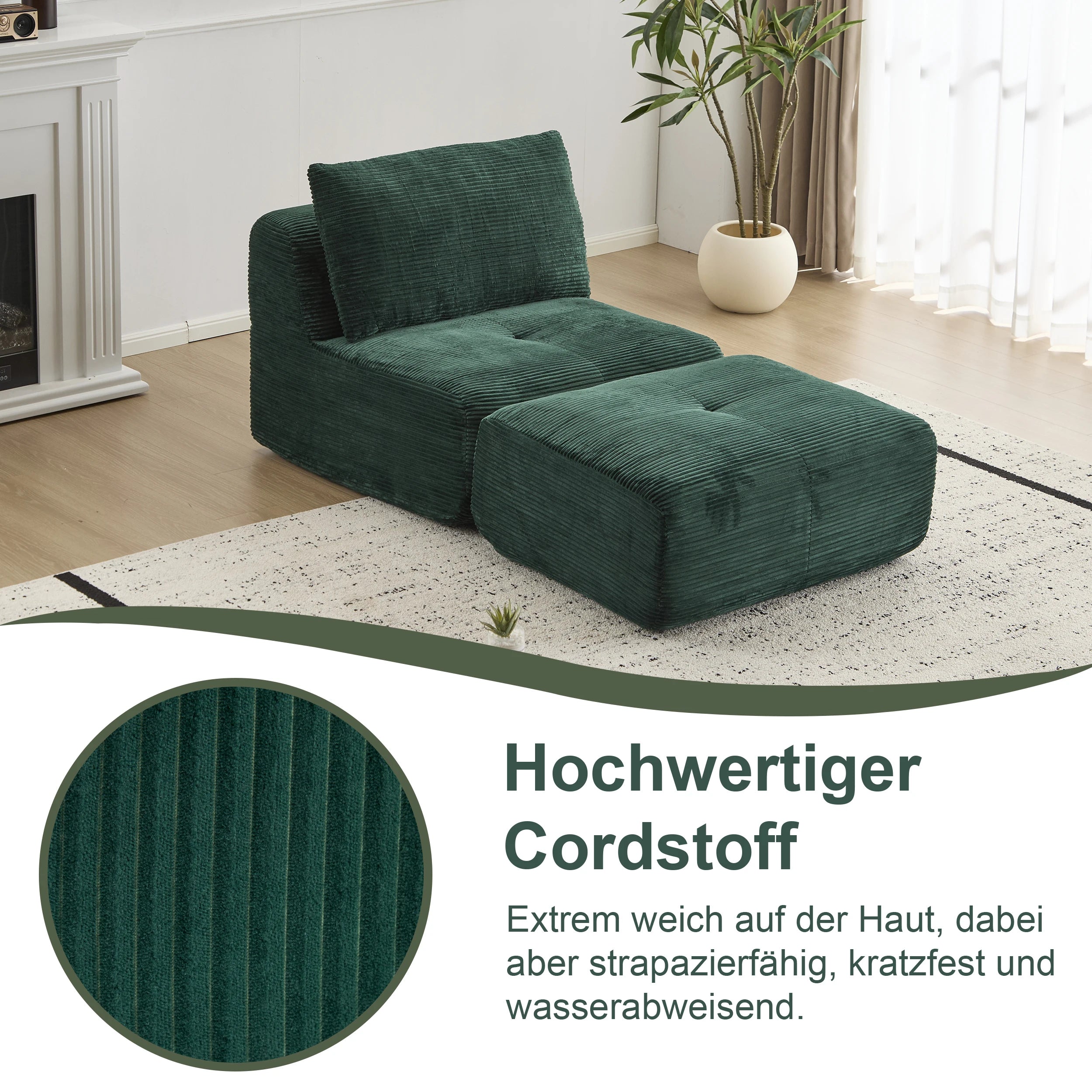Corduroy Sofa Bed，Comfortable Small Single Sofa，Compression Sofa Seat，Foldable Lounger for Bedroom, Guest Room or Living Room - Kimlud