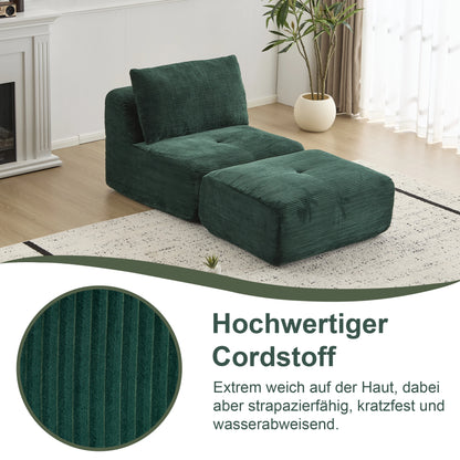 Corduroy Sofa Bed，Comfortable Small Single Sofa，Compression Sofa Seat，Foldable Lounger for Bedroom, Guest Room or Living Room - Kimlud