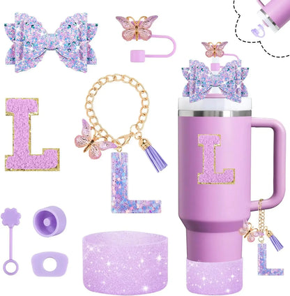 8pcs Cup Accessories Set 30oz 40oz tumbler Straw Topper Cover, Boot, Spill Proof Stoppers, Handle Charms Sticker for Stanley Cup