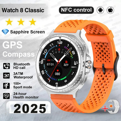 Watch 8 Ultra Classic GPS SmartWatch Compass NFC Men AMOLED Call Chat GPT Watches 3ATM Waterproof Sports Fitness Ms. Smartwatch